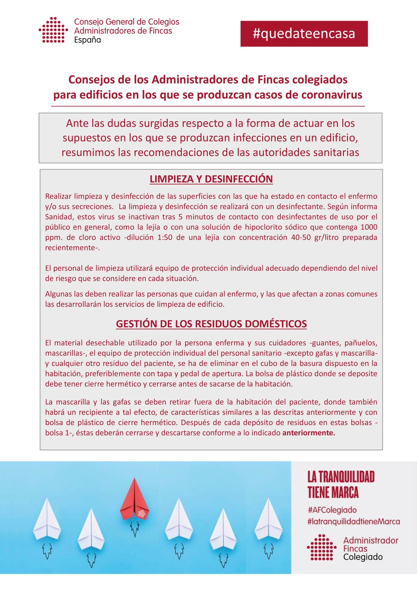 CONSEJOS DEL ADMINISTRADOR DE FINCAS PARA EDIFICIOS EN LOS QUE SE PRODUZCAN CASOS DE CORONAVIRUS